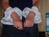 Cuffs White Frilly Hides Hairy Arms and Tattoos 